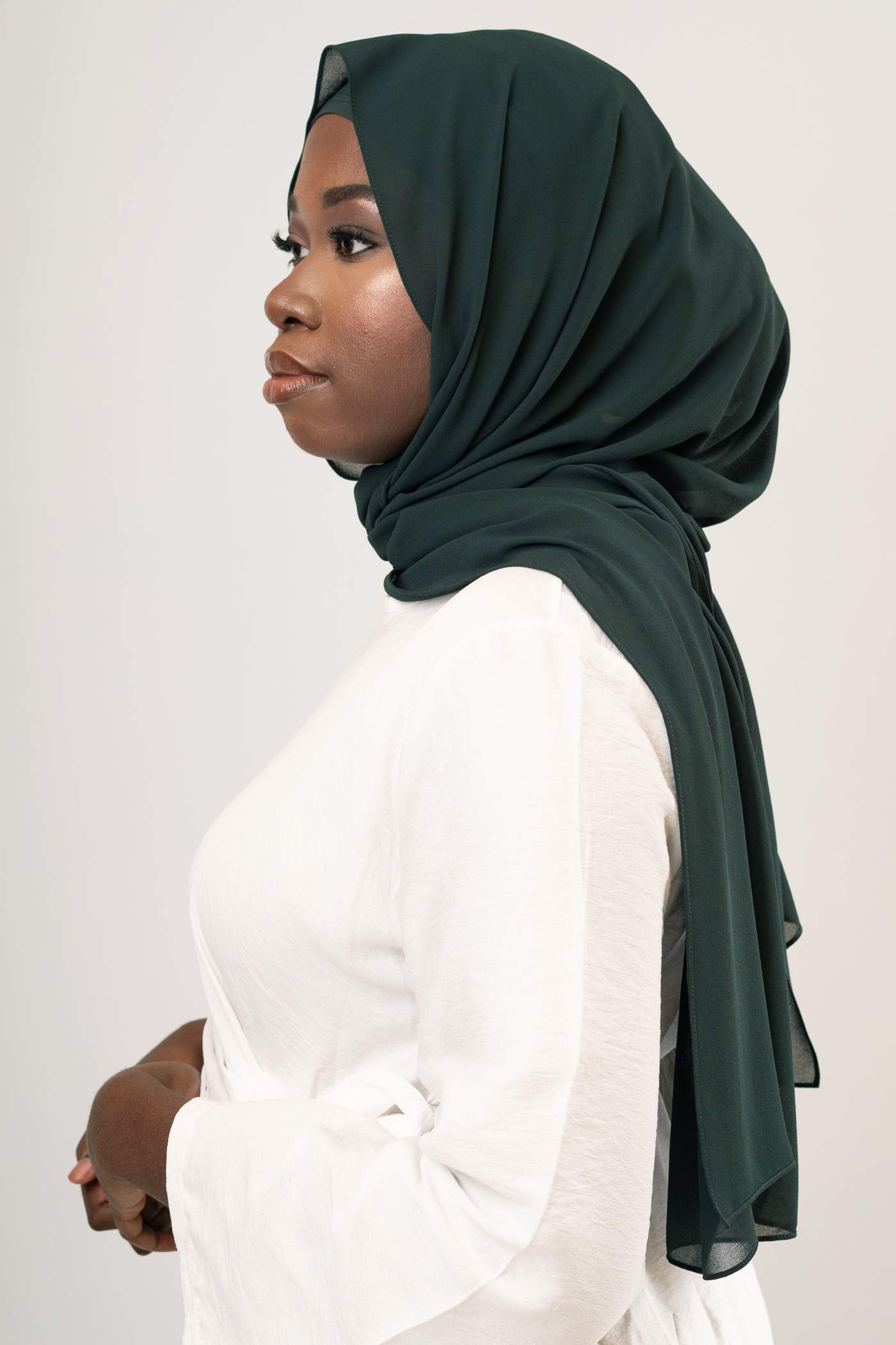 EMERALD GREEN - Chiffon Hijab Set