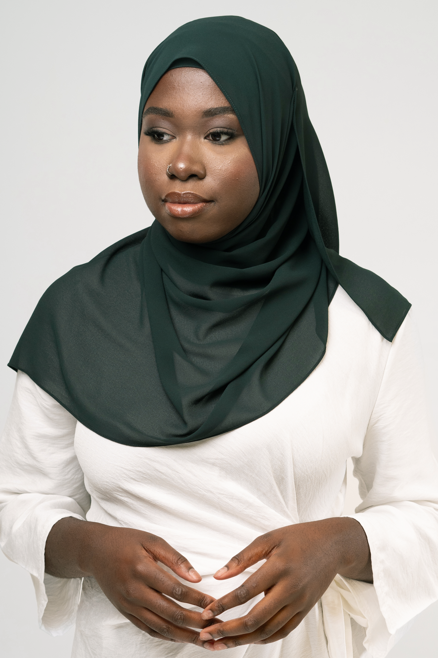 EMERALD GREEN - Chiffon Hijab Set