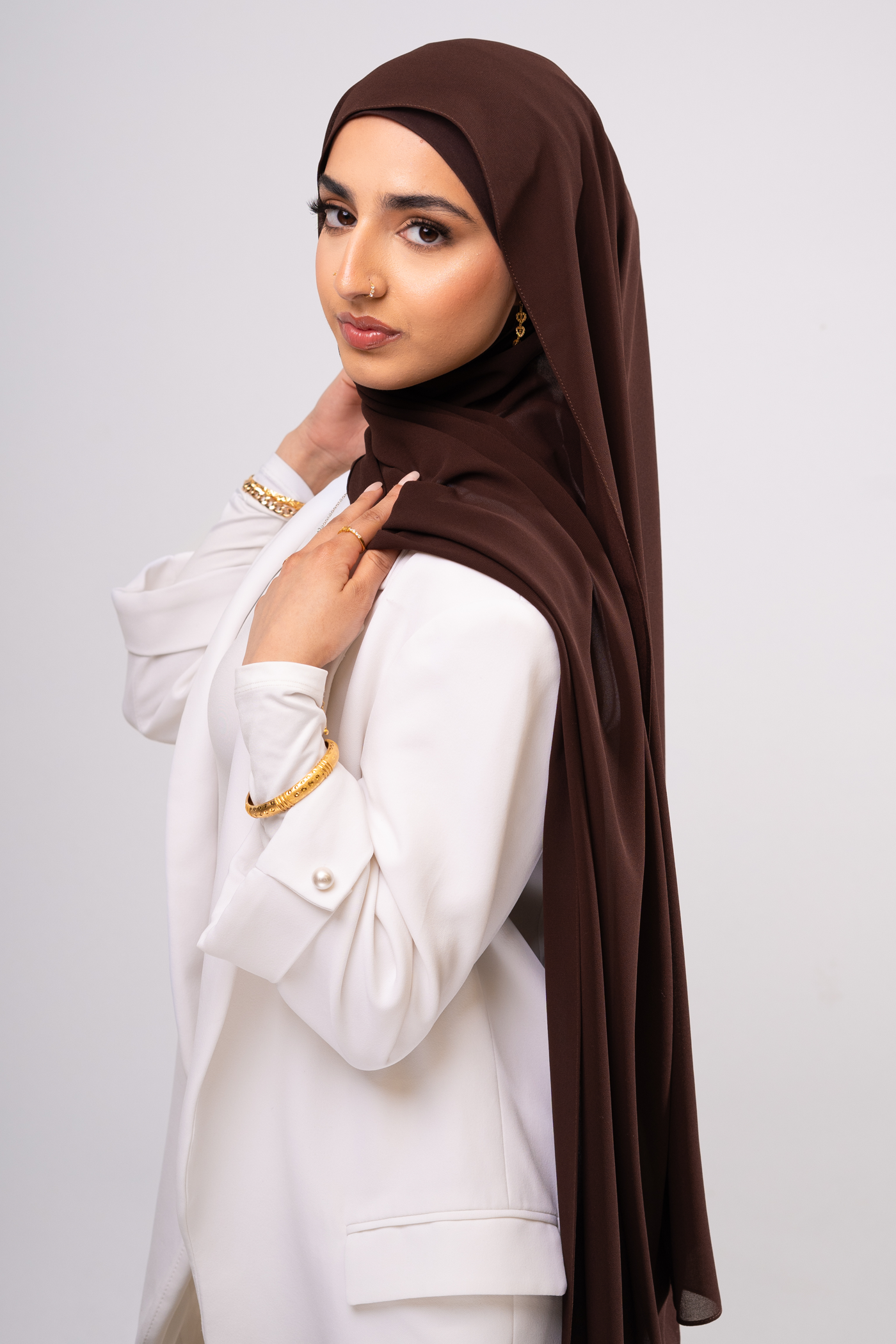 DARK BROWN - Chiffon Hijab Set