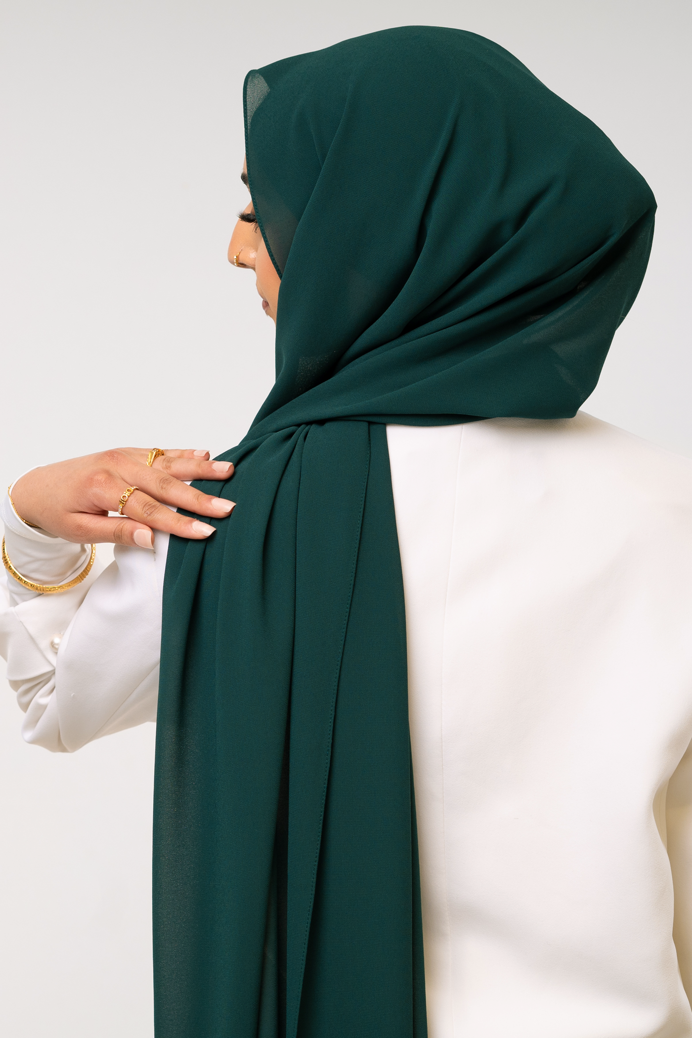 BOTTLE GREEN - Chiffon Hijab Set