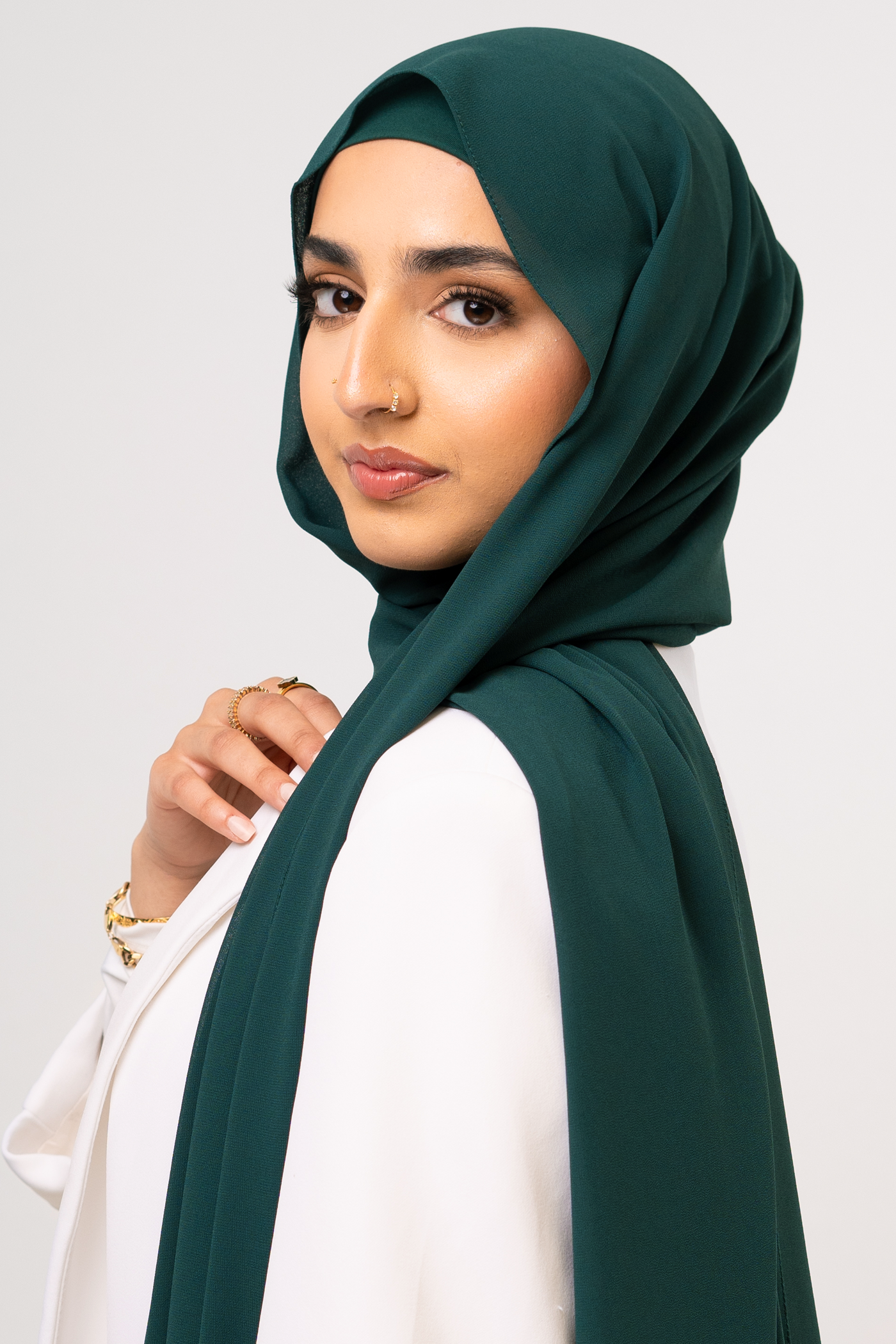 BOTTLE GREEN - Chiffon Hijab Set