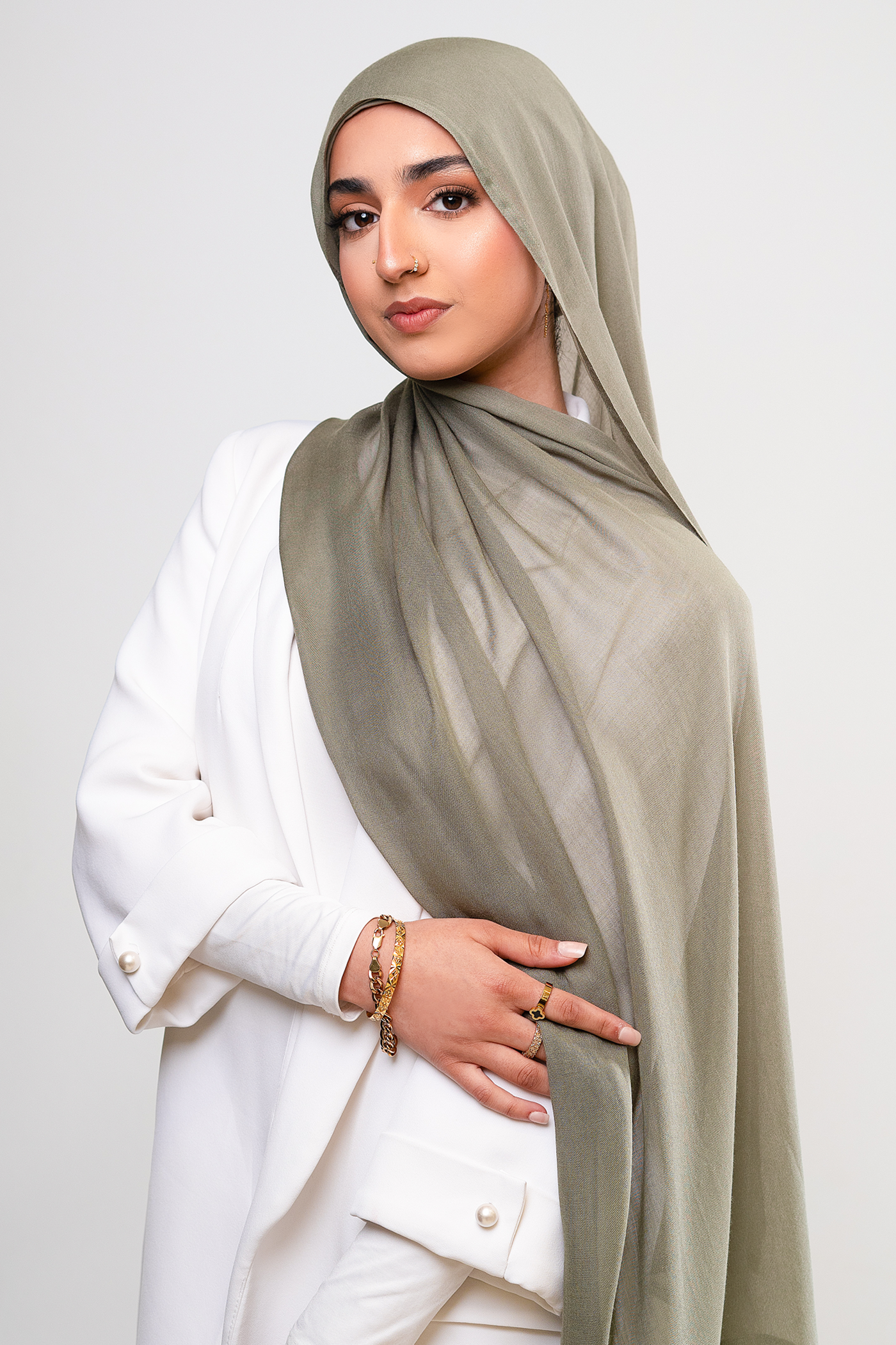 OLIVE GREEN - Modal Hijab Set