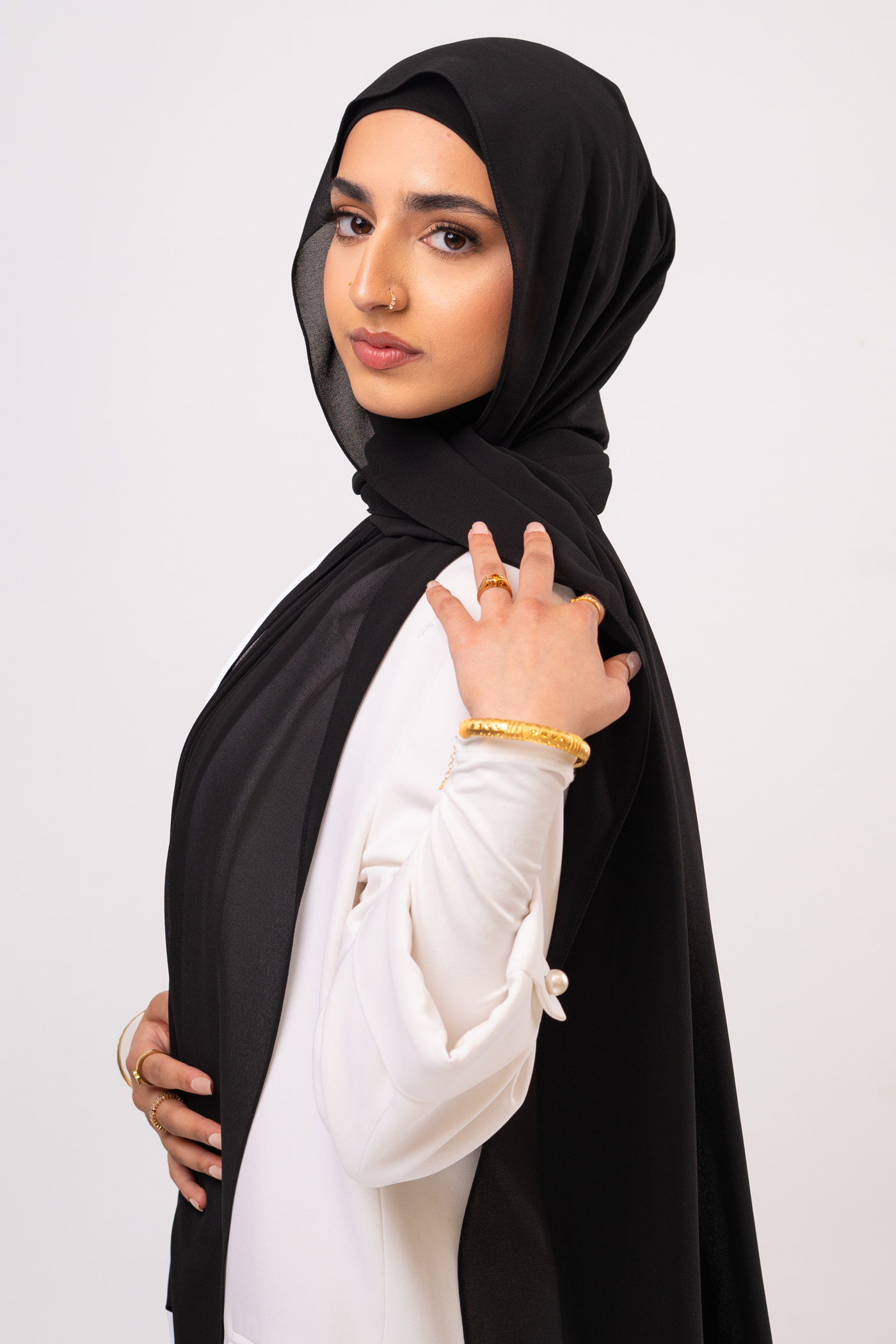 BLACK -Chiffon Hijab Set