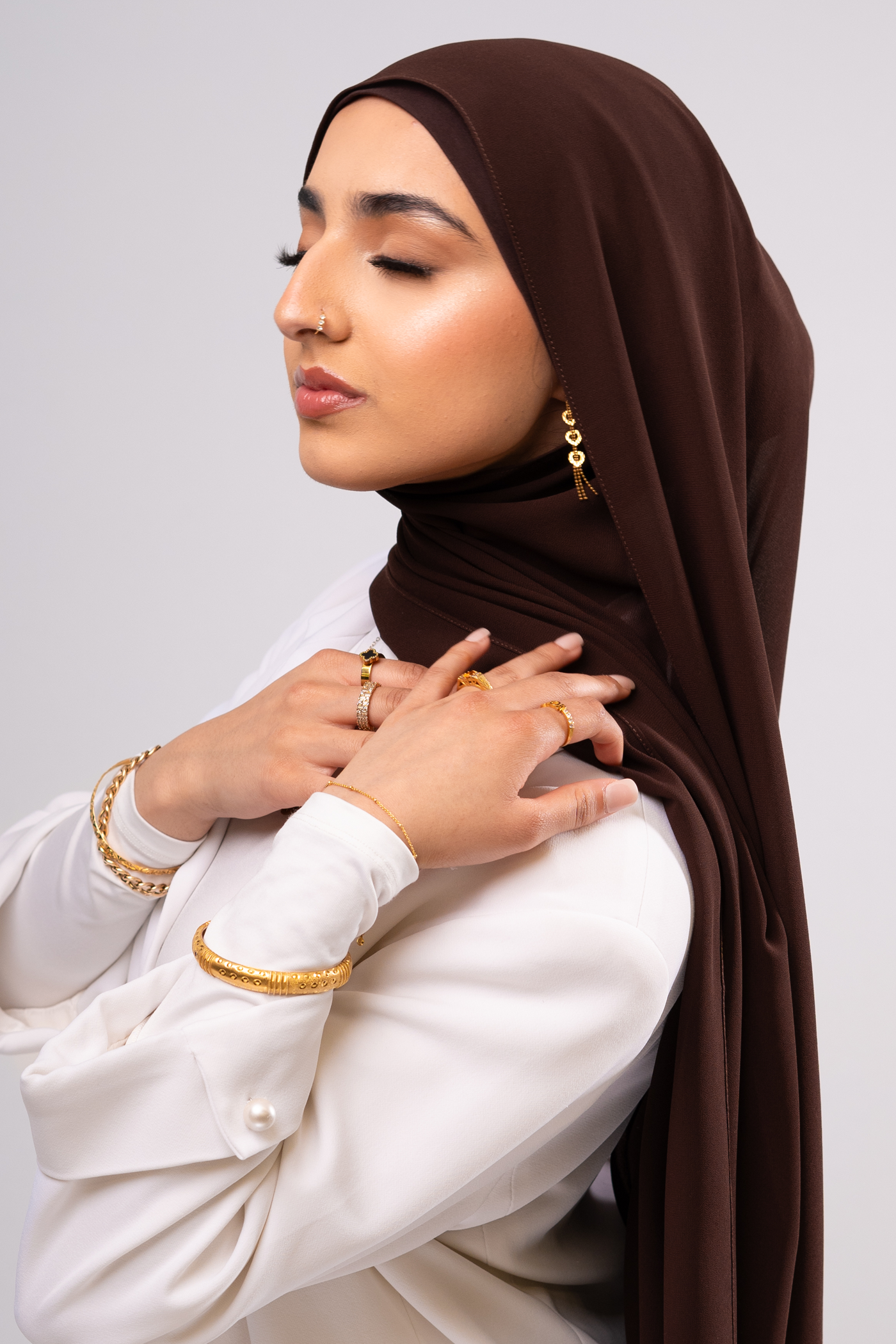 DARK BROWN - Chiffon Hijab Set