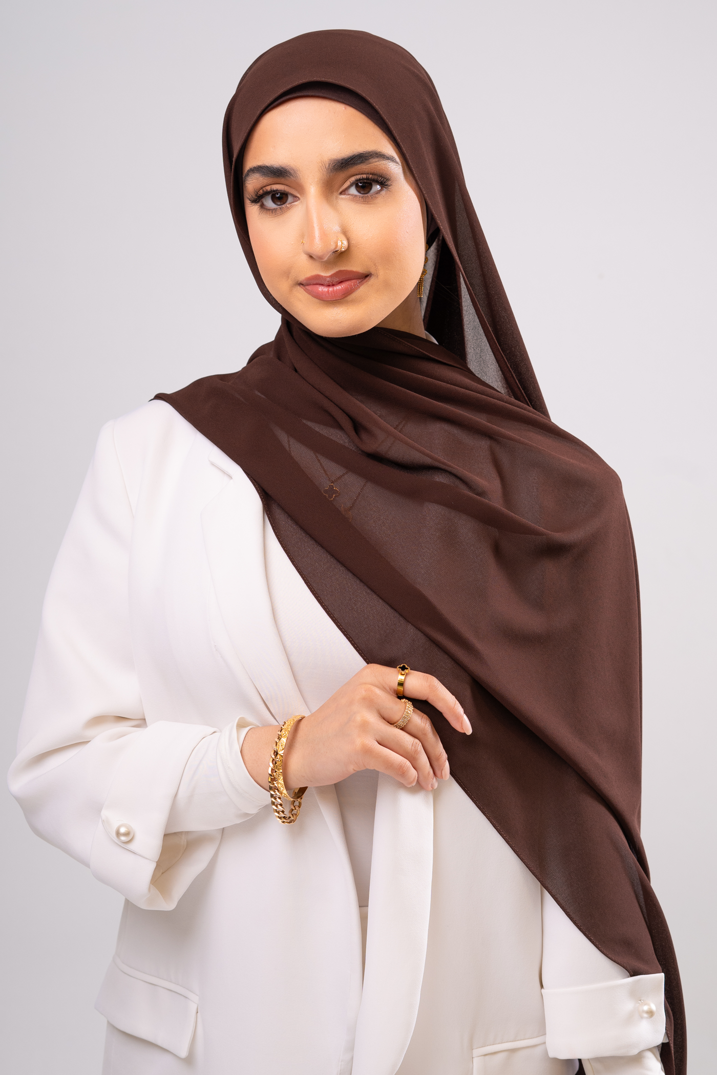 DARK BROWN - Chiffon Hijab Set